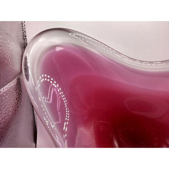 Vtg 1963 Paul Kedelv Signed Pink Flygsfor Art Glass "Coquille" Range 12" X 5.25" - Picture 2 of 16